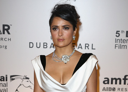 Salma Hayek Glams Up amfAR Dubai Gala
