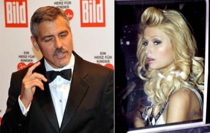 Paris Hilton and George Clooney spied out together twice