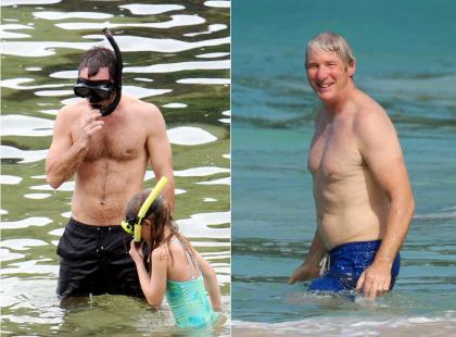 Richard Gere and Jude Law shirtless on the beach