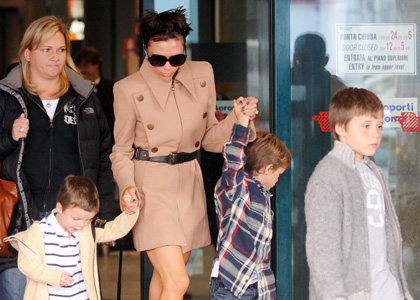 Victoria Beckham and Sons: Rome Arrival