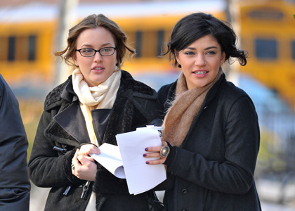 Leighton Meester and Jessica Szohr: Chilly on the Set