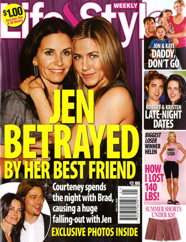 Life  Style: Jen Aniston betrayed by Courteney Cox, all over Brad