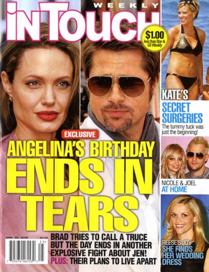 In Touch: Brad Pitt storms out of Angelina's b-day party