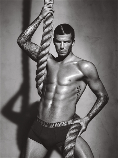 David Beckham's big black bulge for Armani