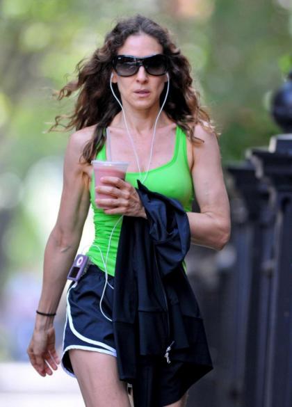 Sarah Jessica Parker looking fit while jogging in the West Village