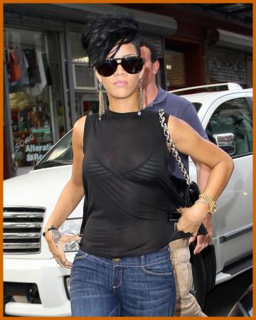 Rihanna's Shaved Head And See-Through Top