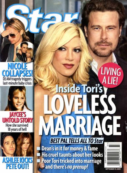Star: Tori Spelling's 'loveless marriage' - money, fame  horses