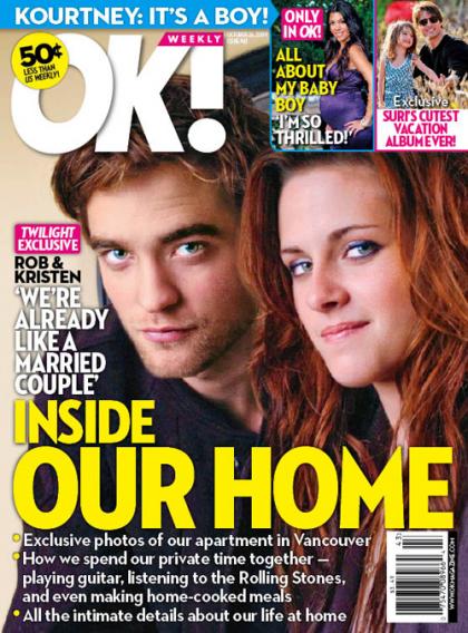 Misleading OK! cover story: Rob Pattinson and Kristen Stewart - inside our home