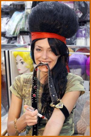 Adrianne Curry Dresses Up As A Heroin Injecting Amy Winehouse For Halloween