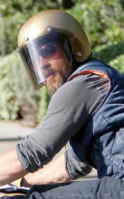 Brad Pitt Takes New Bike for Initial Cruise