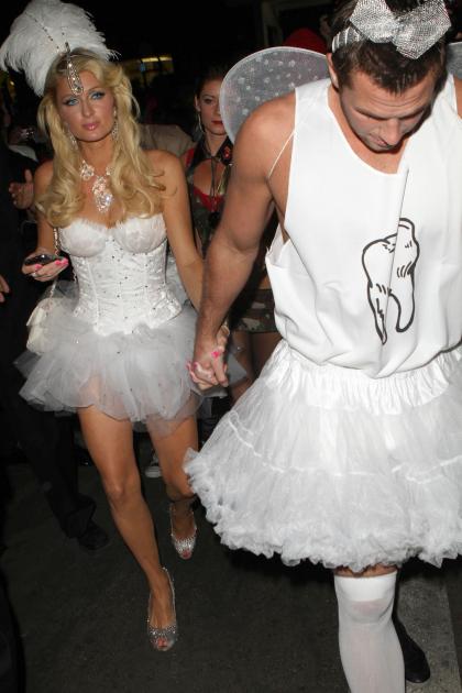 Paris Hilton dressed Doug Reinhardt in girlie skirt outfits for 2 separate parties
