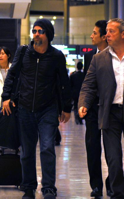 Brad Pitt Touches Down in Tokyo