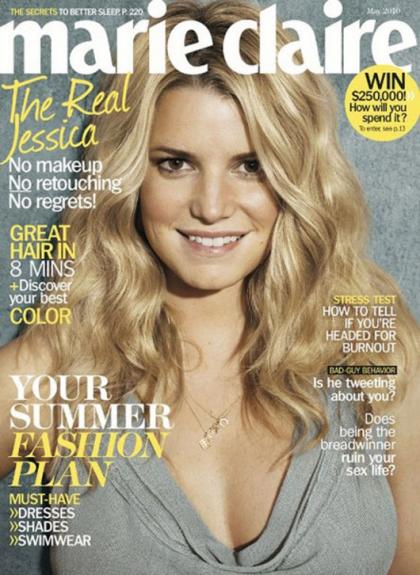 Jessica Simpson Without Makeup/Airbrushing in Marie Claire