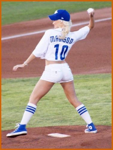 Holly Madison Throws Out The First Pitch in Las Vegas