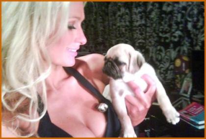 Paris Hilton Shows Off Boobs and Puppy