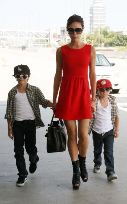 Victoria Beckham Takes Flight with the Boys
