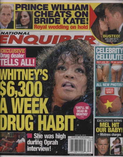 Enquirer: Whitney Houston spends more than $6000 a week on cocaine