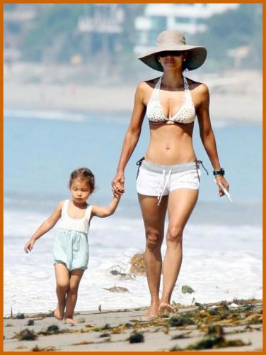 Halle Berry Sexy in Bikini Top and Shorts on The Beach