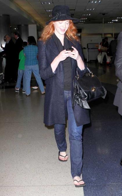 Dressed Down Christina Hendricks: LAX Arrival