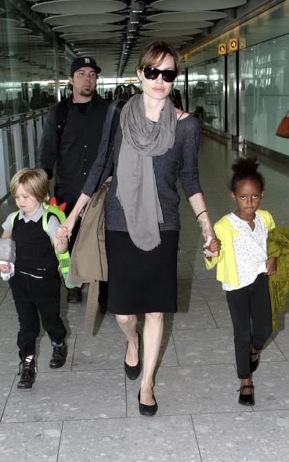 Angelina Jolie  Daughters Land in London