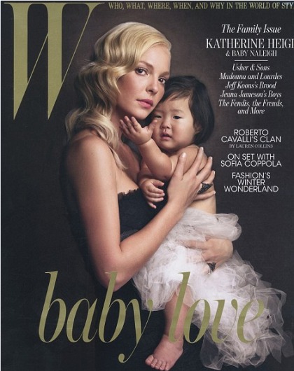 Katherine Heigl poses with Naleigh on the December   cover of W Mag
