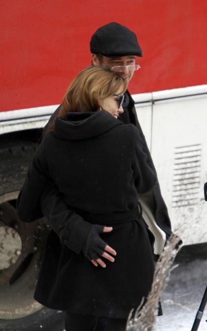 Brad Pitt and Angelina Jolie: On-Set Snugglers