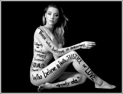 Amber Heard Gets Naked For Equality Amber Heard Gets Naked For Equality
