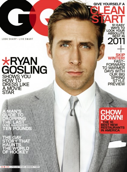 Ryan Gosling smolders as GQ's January cover boy