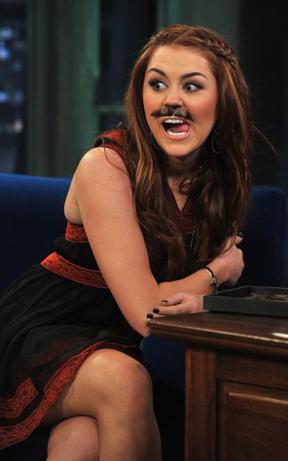 Miley Cyrus Mustaches Up for Jimmy Fallon