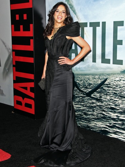 Michelle Rodriguez big, black ball gown: inappropriate or gorgeous?