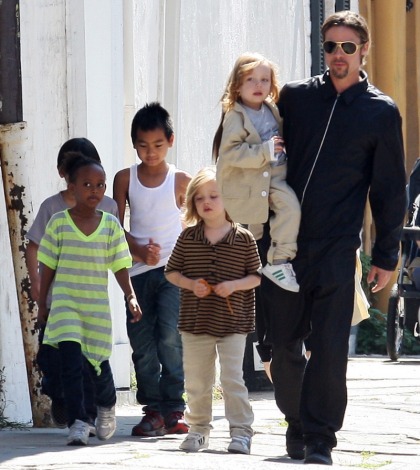 Brad Pitt took his 'polite, shy' kids to an Easter egg hunt for charity