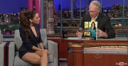 Eva Longoria flashes her boobs & butt on Letterman to promote her cookbook