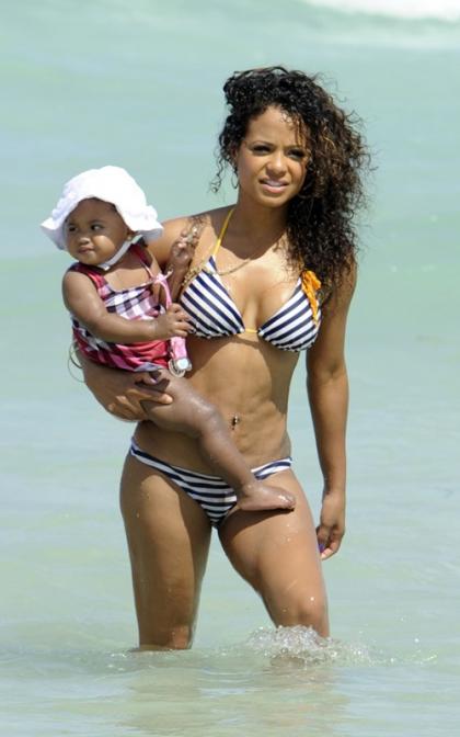 Christina Milian: Beach Time with Her Little Princess