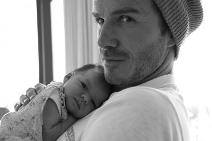 David Beckham holds 'elegant' Harper Seven in a lovely new Twit-pic