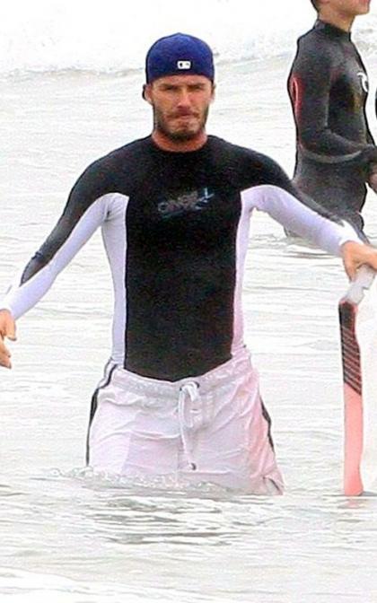 David Beckham: Boogie Boarding with His Boys!