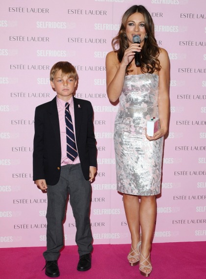 ?Liz Hurley brings Damien to a Breast Cancer Awareness event?