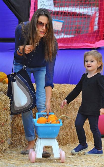 Alessandra Ambrosio's Pumpkin Patch Fun with Anja