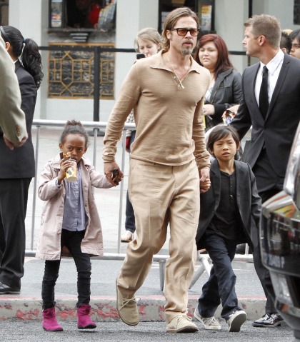 Brad Pitt took the kids to see 'Hugo' and almost ran into Aniston & Theroux