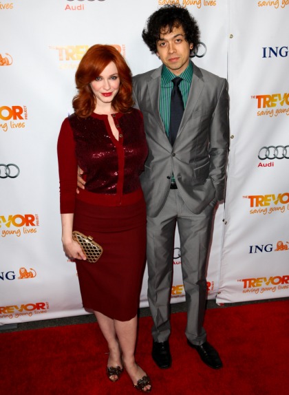 Christina Hendricks covers up in red for 'Trevor Live?: lovely or boring'