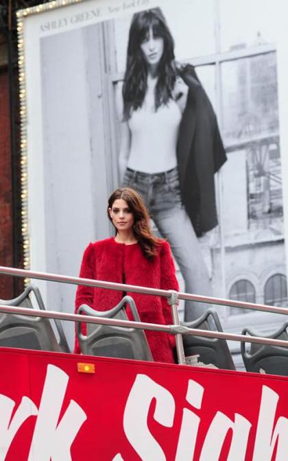 Ashley Greene Unveils DKNY Billboard in Times Square