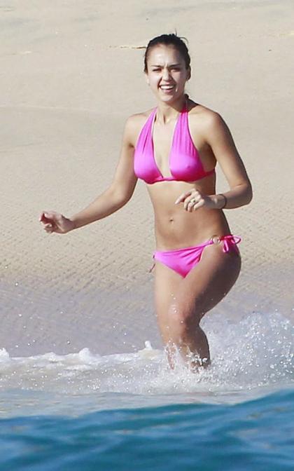 Jessica Alba's Hot Pink Bikini Cabo Beach Romp