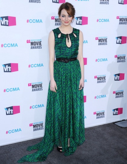 Emma Stone's green & blue Jason Wu dress: exhausted or adorable'