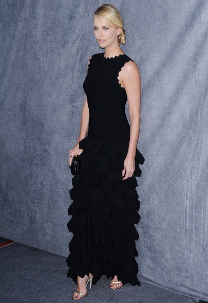Charlize Theron in black Alaïa at the Critics Choice: elegant or dust-ruffled fug?