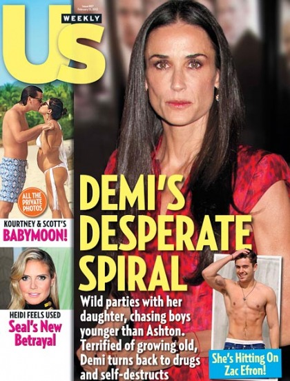 Demi Moore tried to hook up with Zac Efron, but he thinks she's a 'creepy cougar'