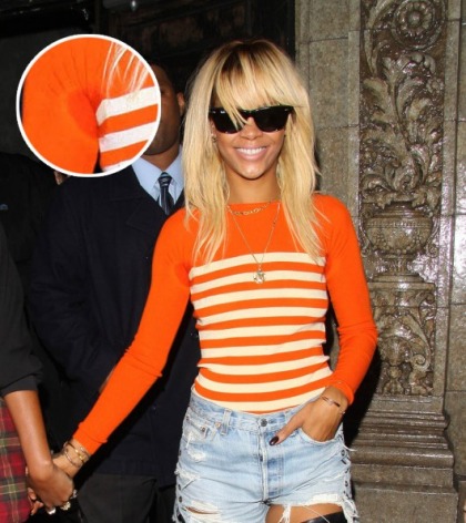 Rihanna Steps Out in a Blonde Wig, Sweaty Armpits