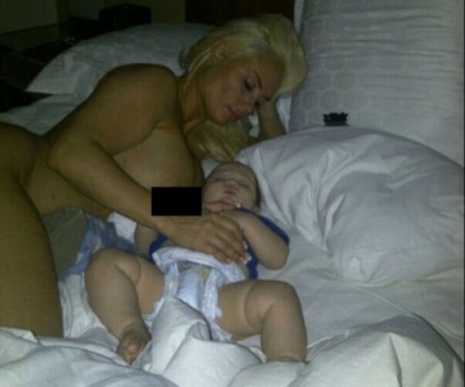 Coco is Lying Naked with Her Baby Nephew
