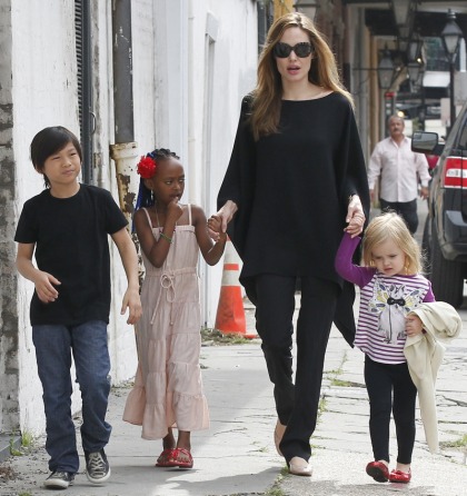 Angelina Jolie takes Pax, Vivienne and Zahara out in   New Orleans