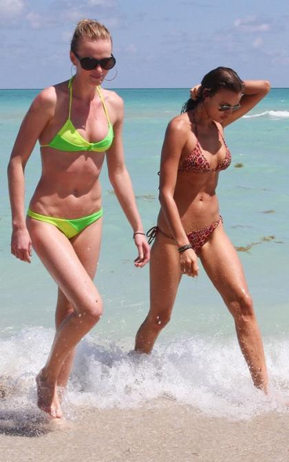 Irina Shayk & Anne V: Miami Beach Bikini Romp, Take 2