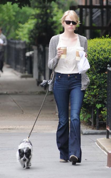 Emma Stone Takes Her Canine for a Coffee Run
