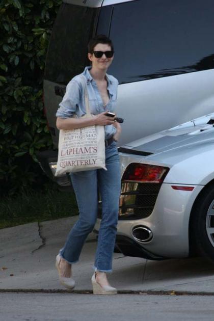 Short-Haired Anne Hathaway's Sporty New Ride